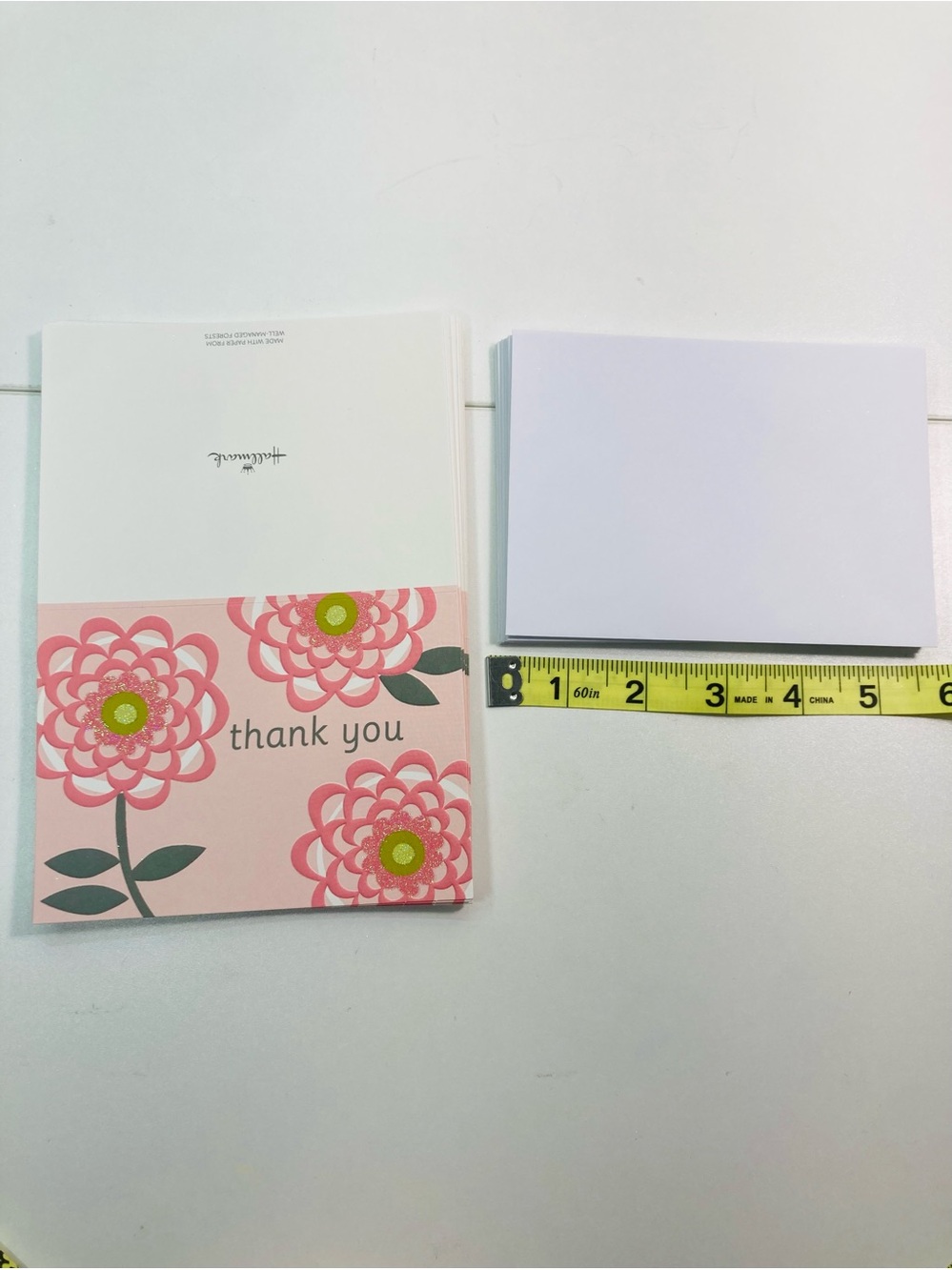 NEW 10 Hallmark Glitter Thank‎ You Floral Note Cards with Envelopes 4” x 5.5”